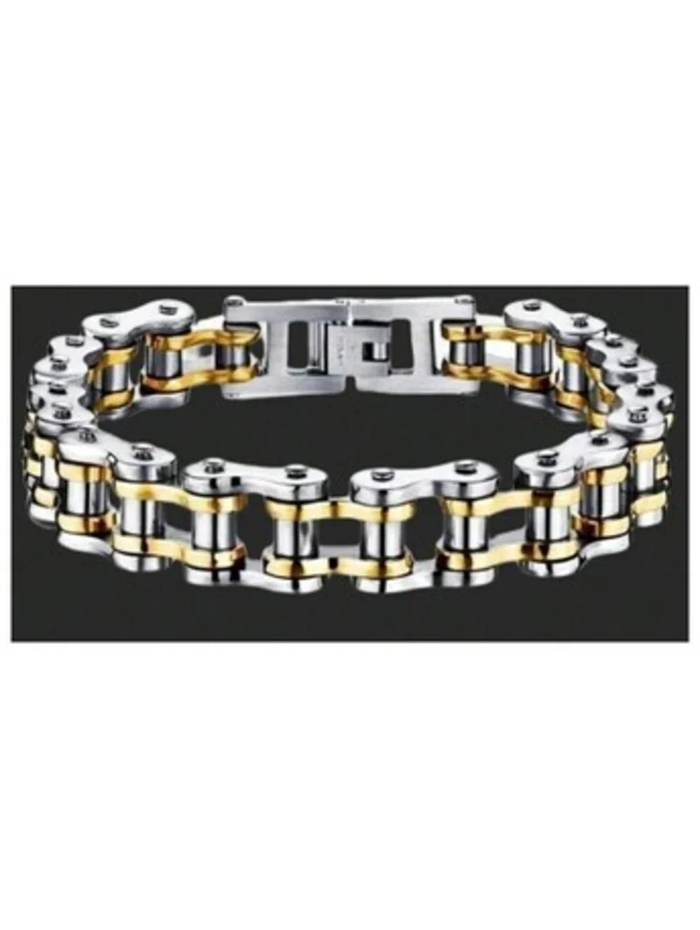 Two tone bike chain style - Bracelet - Stainless Steel - 8.5
